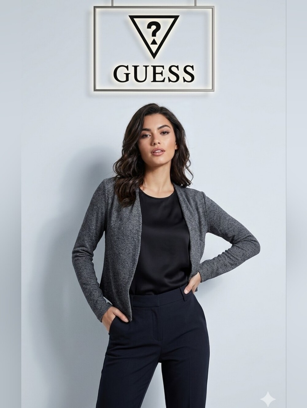 GUESS Women's Gray Open-Front Jacket Ptp 20